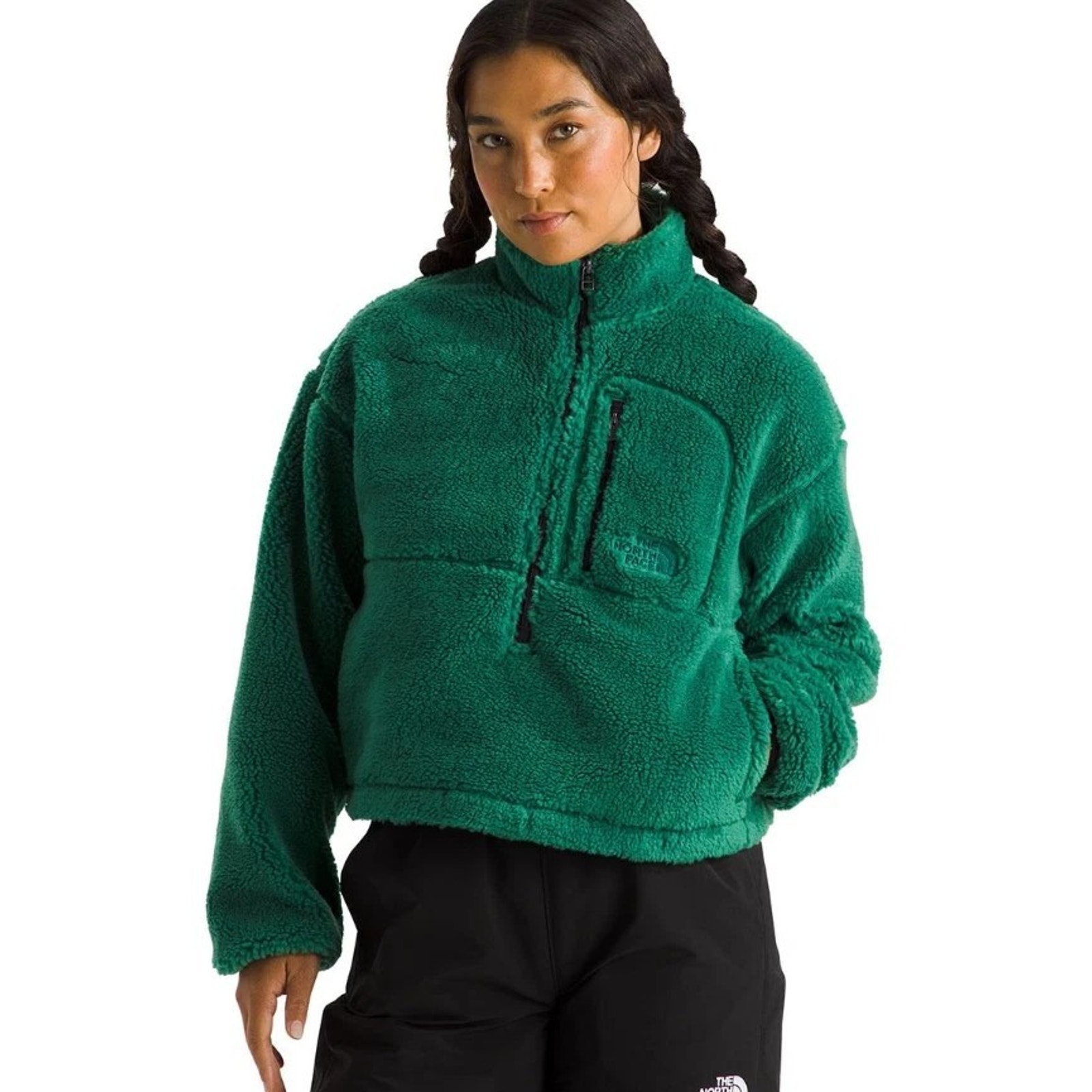 Women's Sz L The North Face Jacquard Extreme Pile 2 Full Zip Jacket Cropped